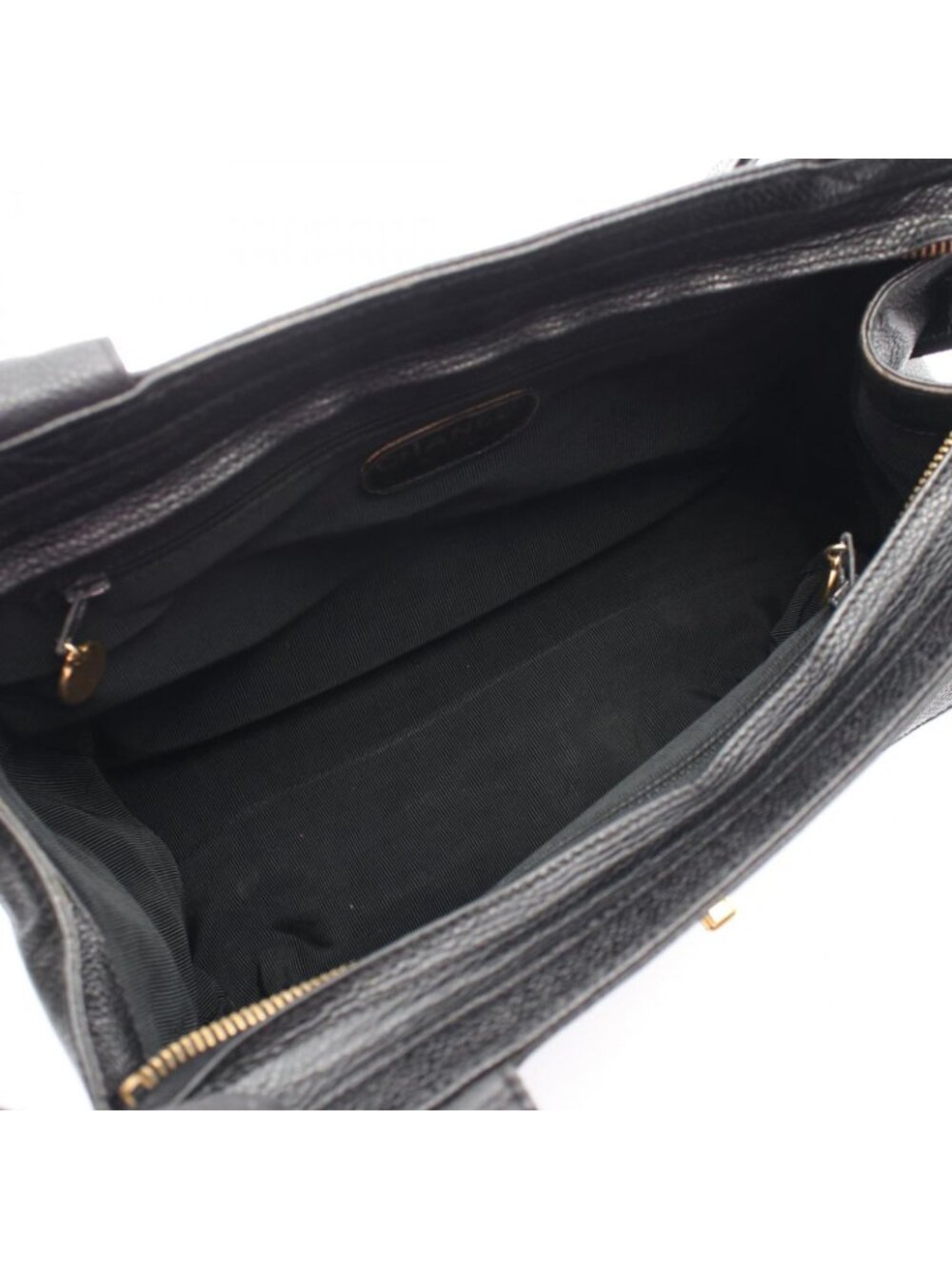 Chanel Tote CC Logo Turnlock Black Caviar Leather Shoulder - Picture 3 of 10